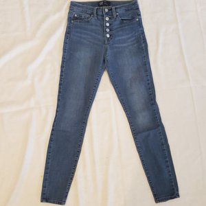 GAP 2/26 Blue Denim High-Waisted Button Up Jeggings